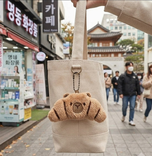 Croissant Capybara Keychain
