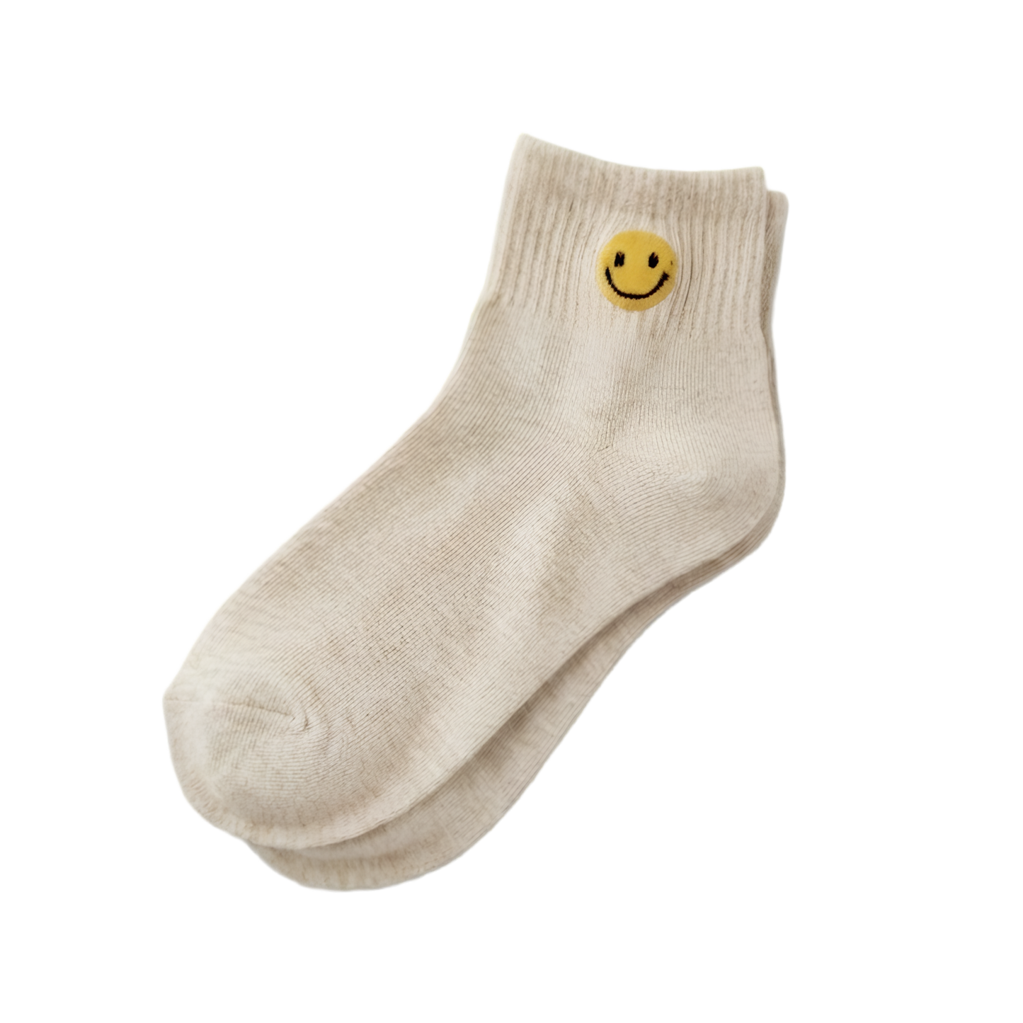 Smiley Sneaker Socks [Beige]