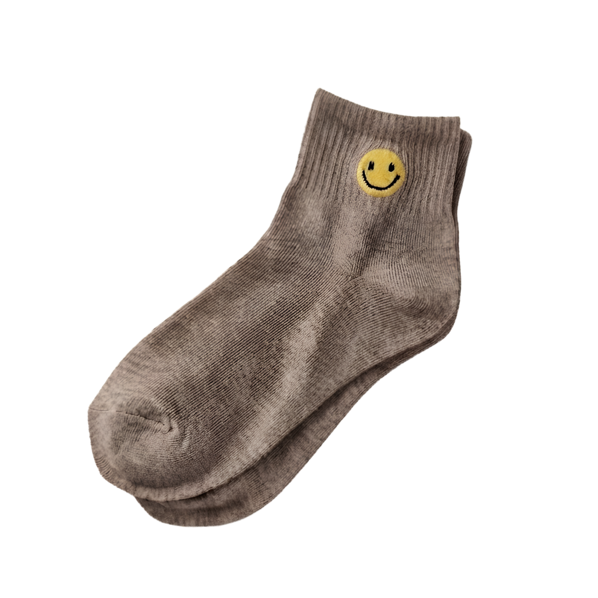 Smiley Sneaker Socks [Oatmeal Brown]
