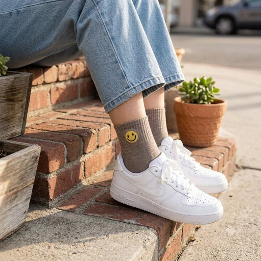 Smiley Sneaker-Socken [Haferbraun]