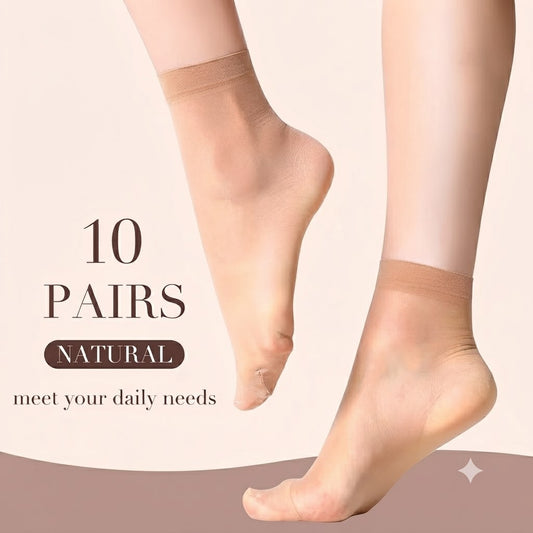 Ankle Sheer Nylon Socks [Nude / 10-Pack]