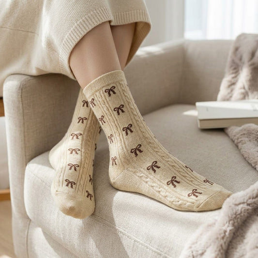 Socken mit Schleifen-Strickmuster
