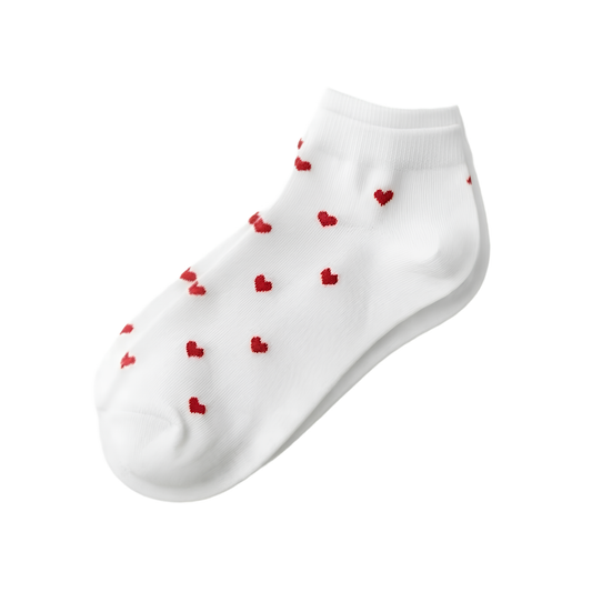 Sweetheart Sneaker Socks [White / Red]