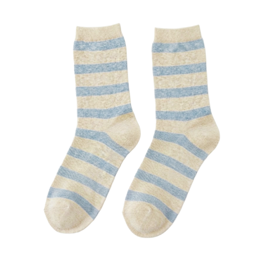 Blue Striped  Crew Socks