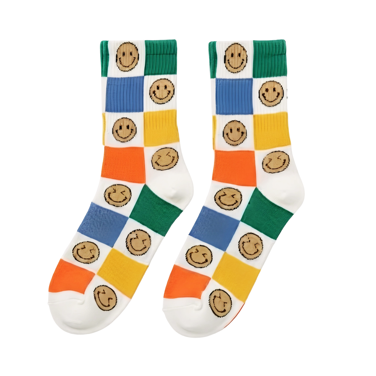 Happy Squares  Crew Socks