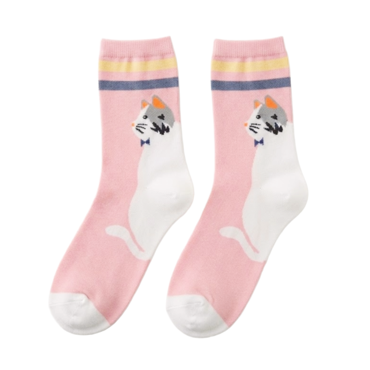 Cat Crew Socks [Pink]