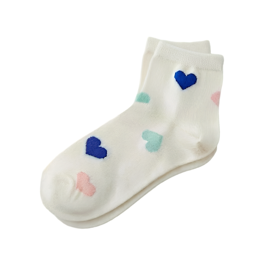 Candy Heart Sneaker Socks [White]
