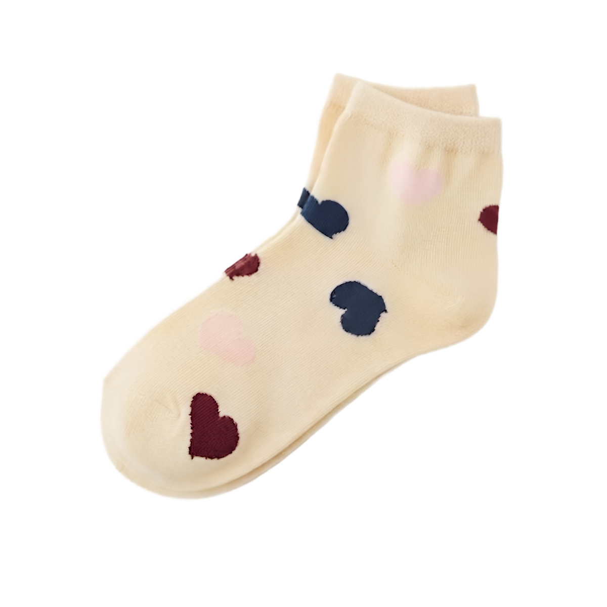 Candy Heart Sneaker Socks [Light Beige]