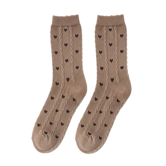 Heart Knit  Crew Socks
