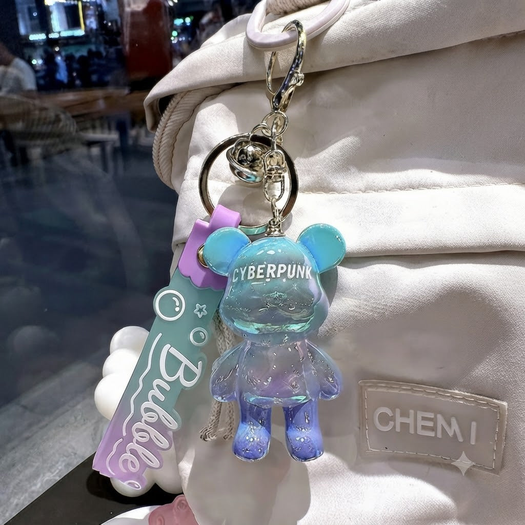 Teddy Cyberpunk Keychain [Blue / Purple]